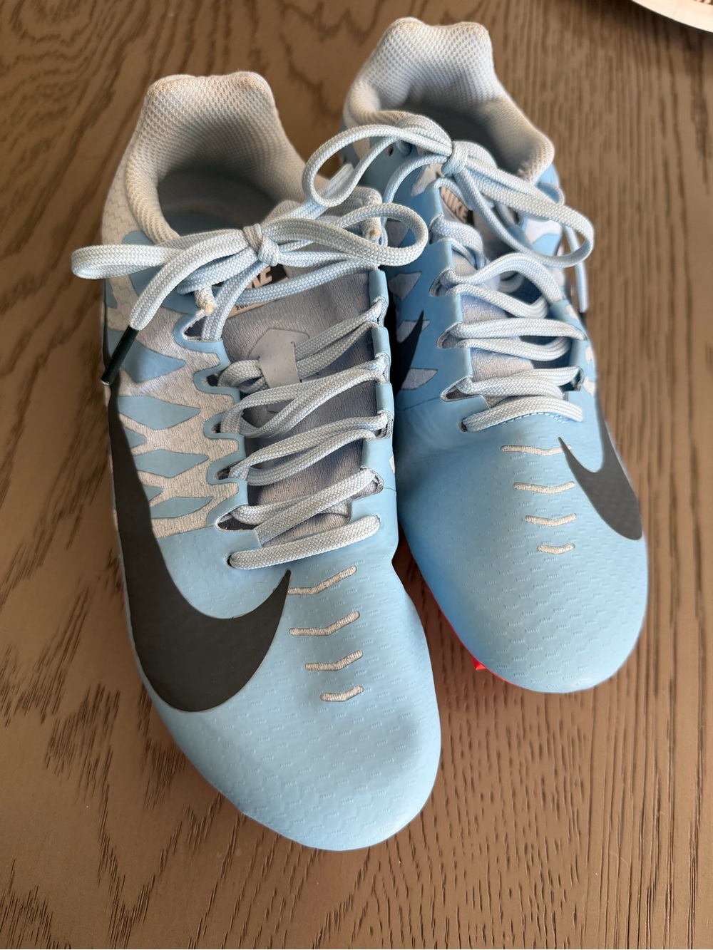Nike Women's Light Blue and Black Athletic Spikes